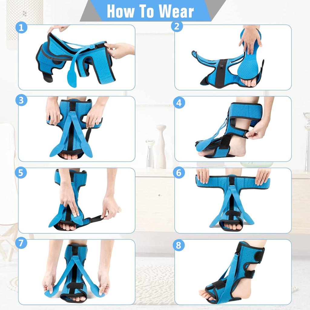 Plantar Fasciitis Night Splint, Adjustable Relief Splint for Women & Men, Brace Relief, Achilles Tendonitis and Foot Drop (Black, Large)