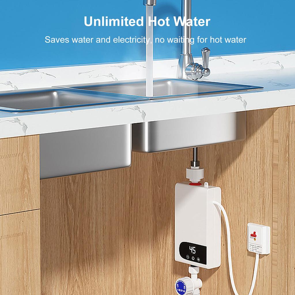 Tankless Water Heater, 5500W Electric Water Heater with LED Touchscreen, Compact Digital Temperature Control Hot Water System for Bathroom Kitchen