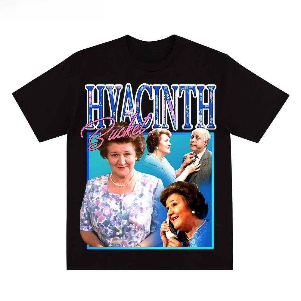 HYACINTH BUCKET Mens Retro 90s Keep The Look Funny Mrs Bucket Graphic TShirt Vintage 90s TV Show Design with Hyacinth Family S