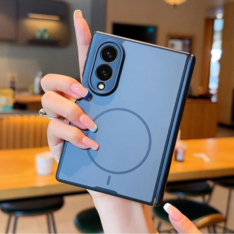 Business Solid Color Magnetic for Magsafe Case for Samsung Galaxy Z Fold 8 Ultra 7 6 5 Fold8 Wide Hinge Protect PC Armor Cover