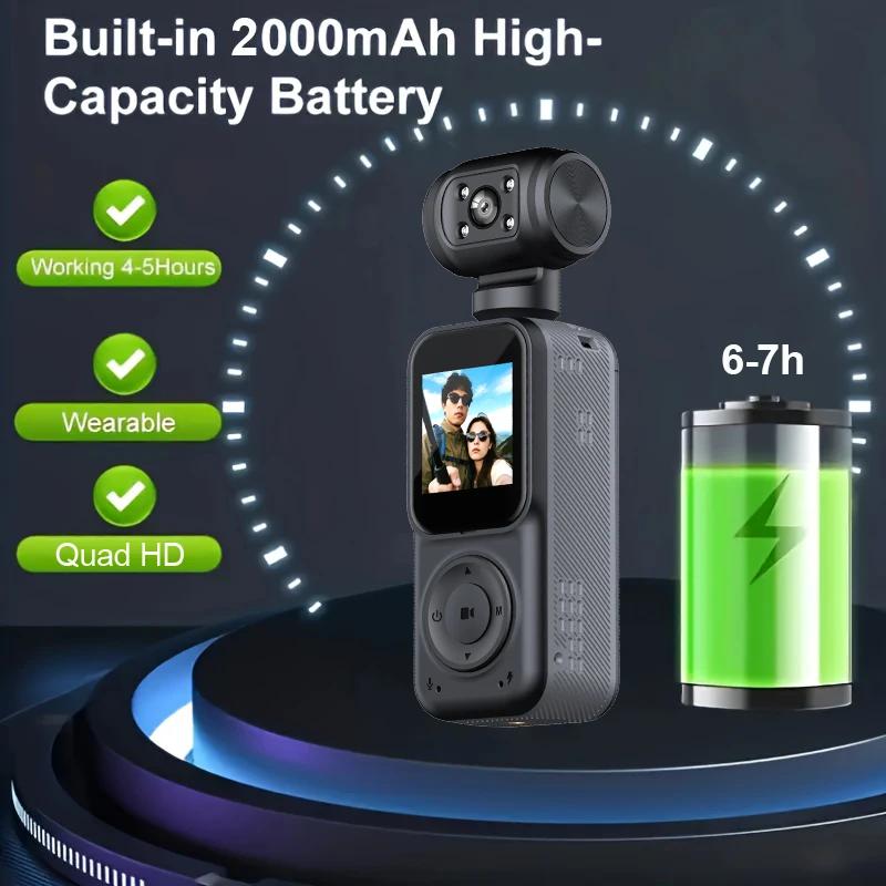 NEW 1440P QHD Display 2K Handheld Sports Pocket Camera 270° Rotatable WIFI Control Video Recorder WIFI Control Motion Camera