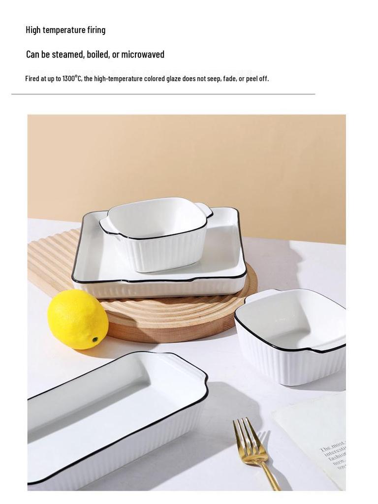 Nordic Style Oven-Safe Ceramic Air Fryer Bowl: Simple Tableware for Baking & Serving