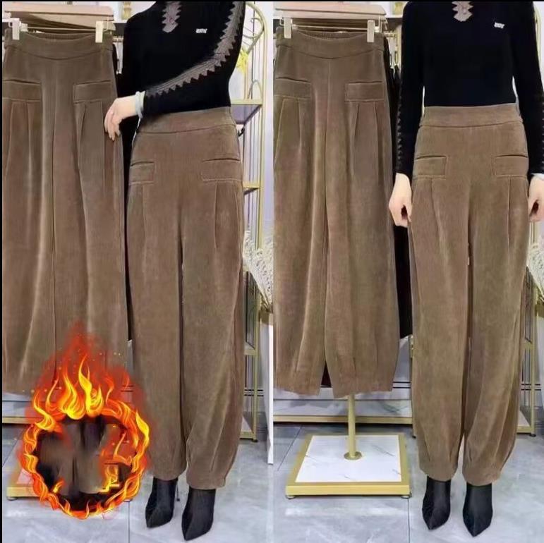 Autumn Winter  Women's High-Waisted Corduroy Chenille Harem Pants Lantern Pants Loose Fit