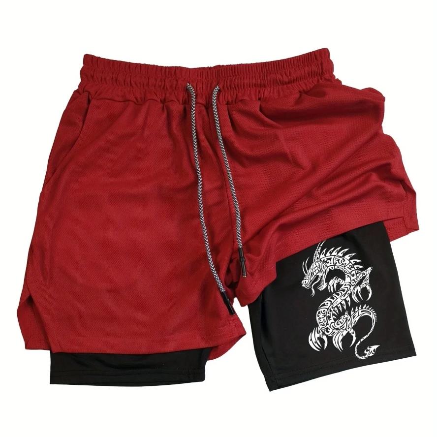 Dragon Muay Thai Kick Boxing MMA Shorts Men Women Unisex Casual Sportswear Double Layer Quick Dry Breathable Training Sport Gym Fitness Workout