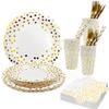7" and 9" Polka Dot Hot Stamped Disposable Paper Plates - Party Set