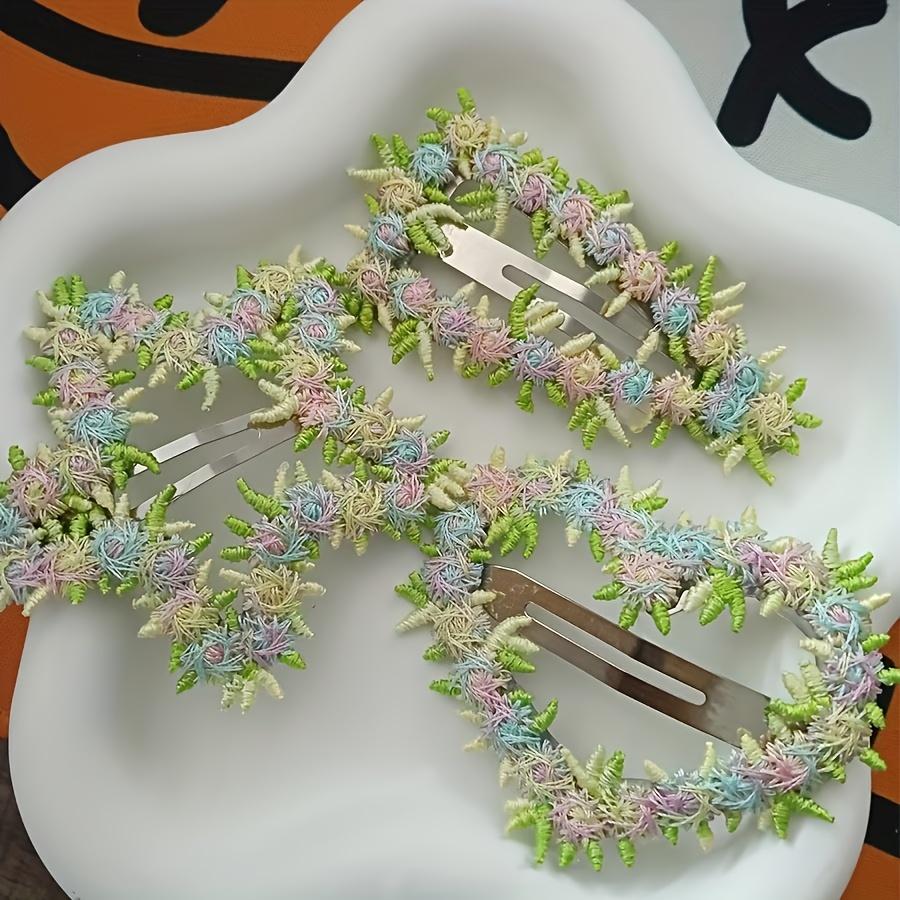 

Floral Heart Hair Clip Set Cute Garland Hair Clip Sweet Women Hairstyle Additions Bohemian Fairy Style Girly Aesthetic