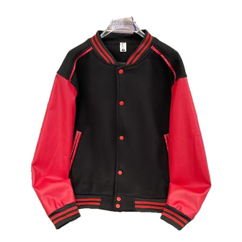 Giacca da Baseball Raglan Oversize Hip Hop da Uomo con Blocco di Colore e Ricamo in Spugna - Capospalla Primavera/Autunno