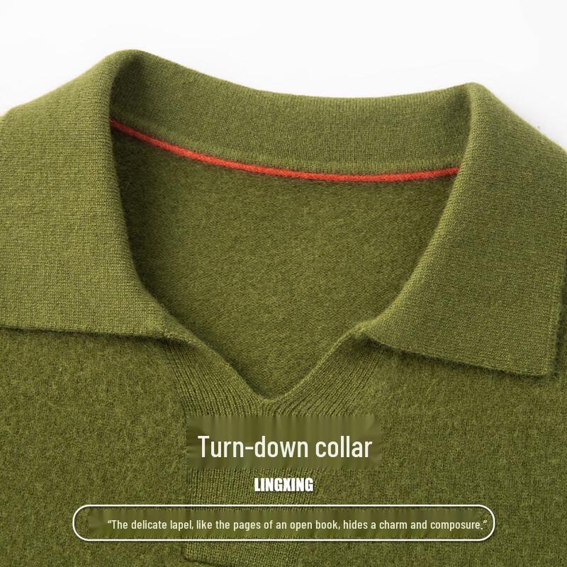Peimeng Men's Cashmere-Blend Seagull Collar Pullover Sweater