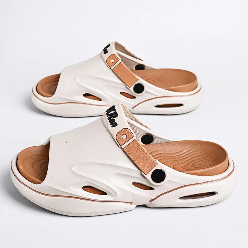 

Мужские тапочки Лето 2024 EVA Удобные мягкие подошвы на платформе Шлепанцы Сандалии Мужские для дома и улицы Прогулки Пляж Мужская обувь 39-40(25cm) хаки