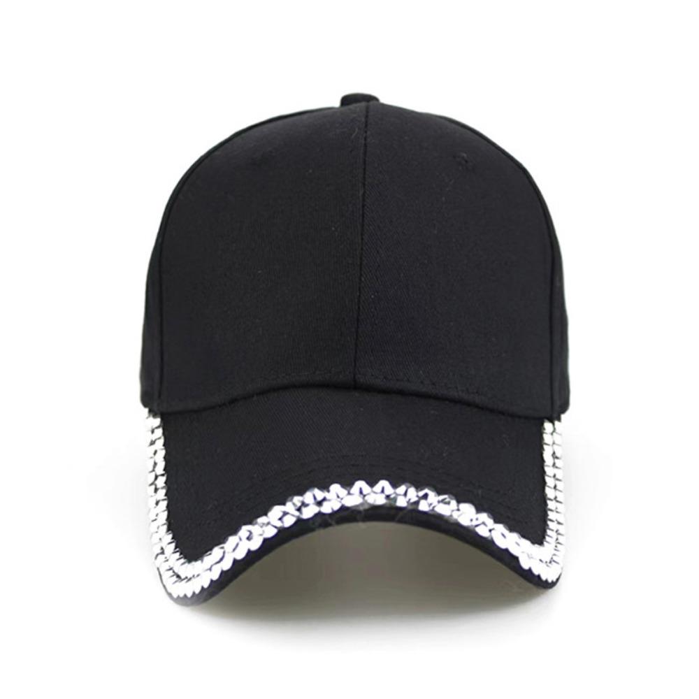 Adjustable Rhinestone Baseball Cap Bling Crystal Edge Outdoor Sun Hat Diamond Brim Cap Casual Wear