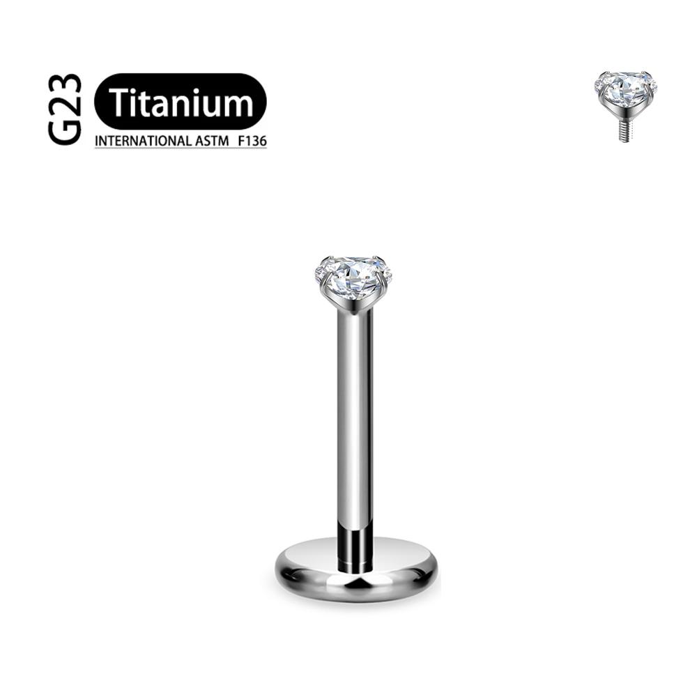 Titanio F136 2/2,5/3/4/5/6Mm Stud Labret con Zirconia Cubica 16G Trago Elica Cartilagine Conchiglia Flatback Lobo Orecchio Piercing Gioielli Corpo