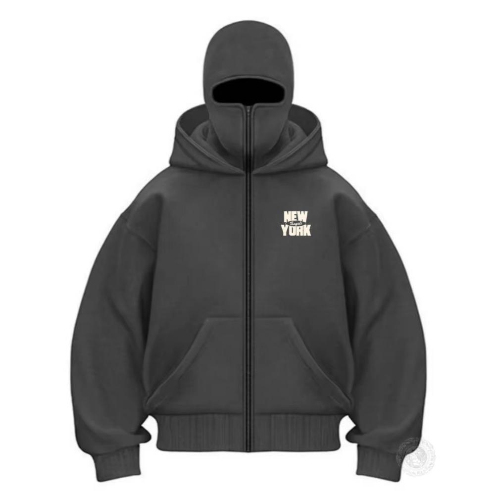 Men's gothic hoodie full-zip hooded sweatshirt with front zipper closure loose fit streetwear pullover concerts everyday outfits