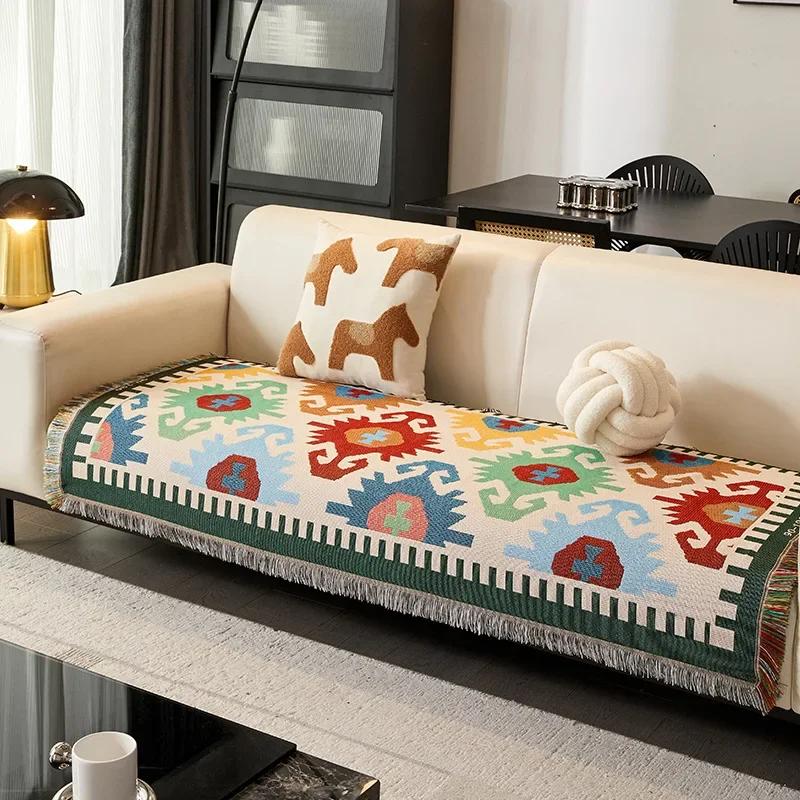Cartoon Printed Sofa Towel Four Season Universal Sofa Cover Cloth Breathable Anti Slip Dirt Resistant Sofa Cover Couch Cushion