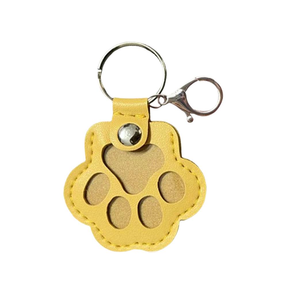 1PC Paw Shape Memorial PU Leather Pet Hair Storage Bag Cute Paw Shaped Cat Dog Fur Keychain Pendant Portable Keyring Accessories
