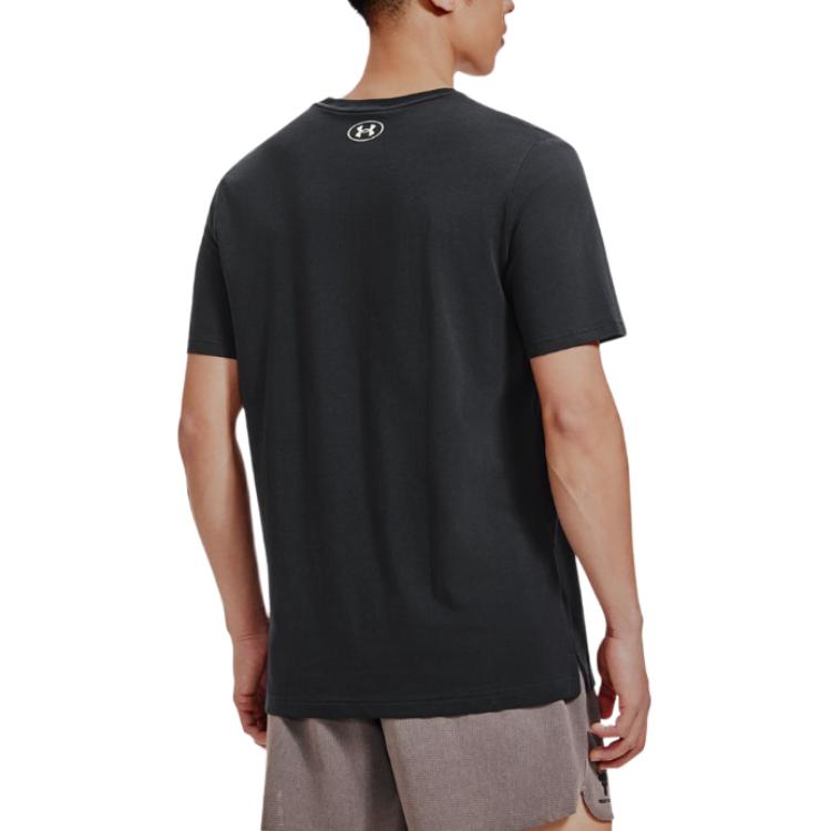 Under Armour Project Rock Koszulka z nadrukiem zwierzęcym z okrągłym dekoltem Męskie Topy Czarny 1383224-001