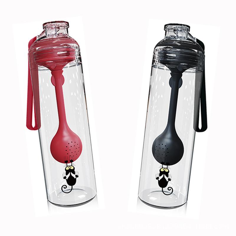 Student Tea Water Separation Water Cup with Spoon Gift Sports Bottle Plastic Water Cup