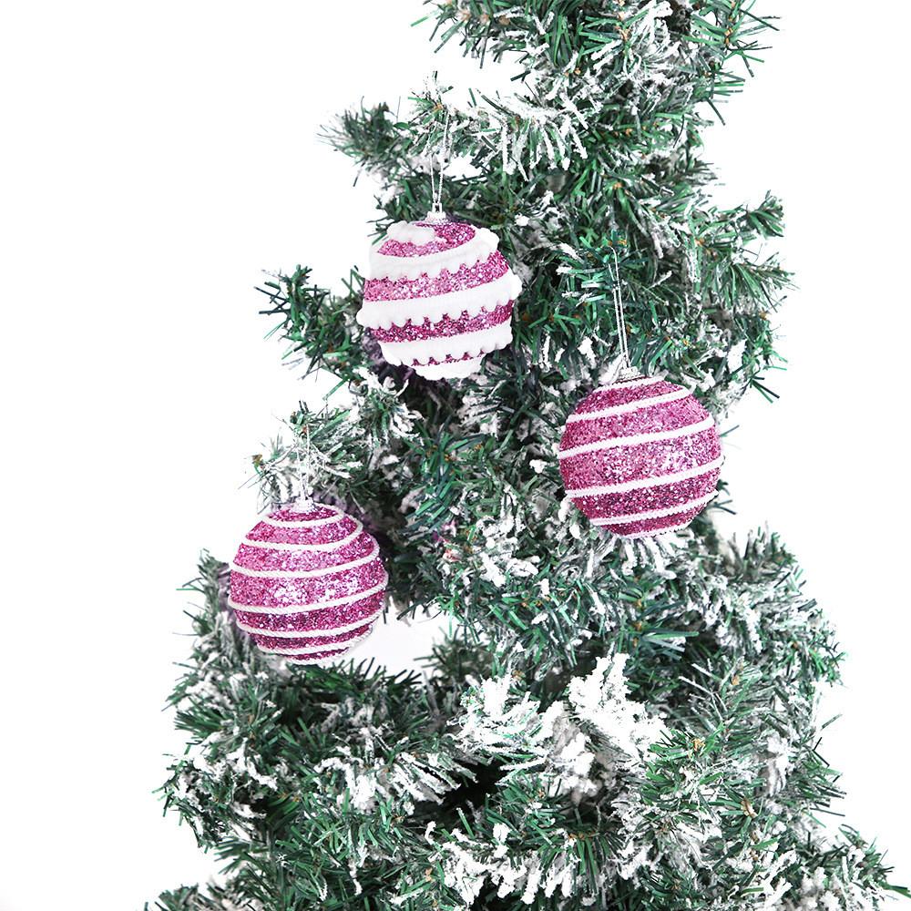 Glamorous Christmas Shimmering Tree Baubles In Silver Pink Gold Red For Cheer Festive
