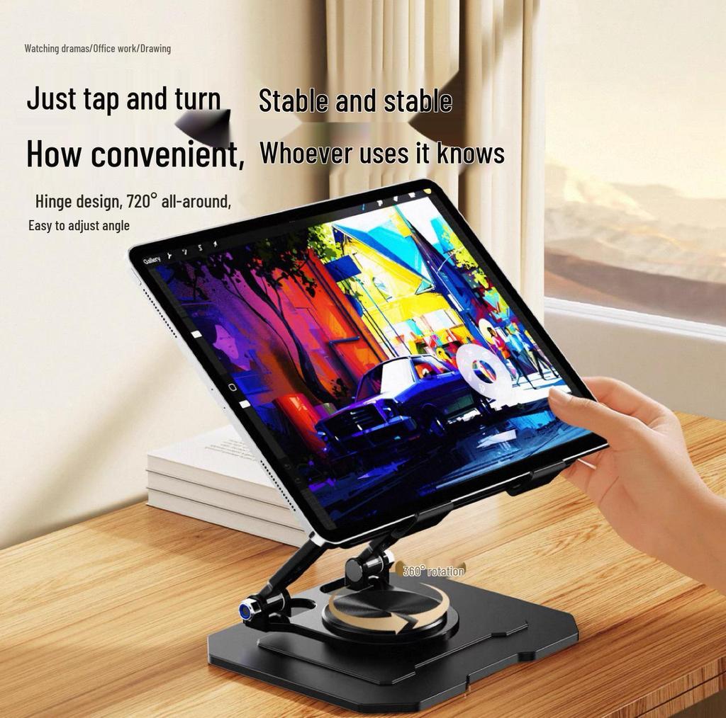 Adjustable Aluminum & Carbon Steel Rotating Stand for iPad/Phone