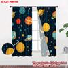 Set Of 2 Flat Printing Happy Valentine Day Window Drapes Cartoon Space System Planetary Land Digital Printed Polyester Curtain