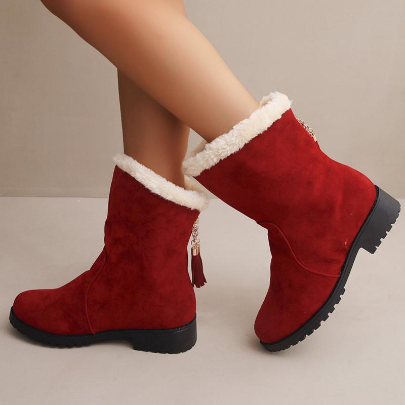 Chaussures d'automne et d'hiver grande taille, bottes et chaussures pour femmes à tube court, à fond plat et à tête ronde, confortables et légères