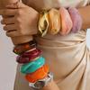 Vintage Style Wide Bracelet Colorful Smudging Geometric Bangles Acrylic Wristband  Fashion Jewelry