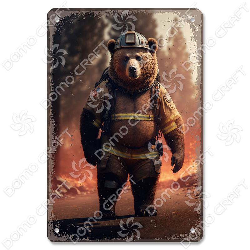 Vintage Fireman Tin Sign Metal Plate Classic Firefighter Movie Metal Poster Wall Decor for Garage Club Hotel Home