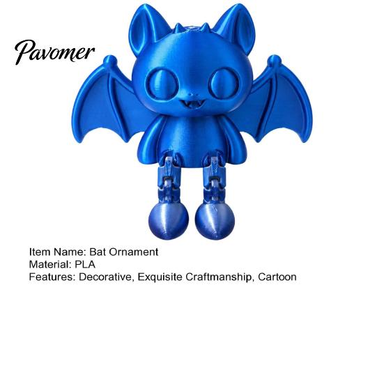 Spooky Atmosphere Decor 3D Printed Articulated Bat Figurine, Flexible Cartoon Ornament with Halloween Desk Decoration Movable Joints, Desktop