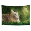 Kawaii Cat Playing Butterfly Tapestry Wall Hanging Grass Firefly Tapestry Wall Decor Art Living Room Bedroom Room Home Decor