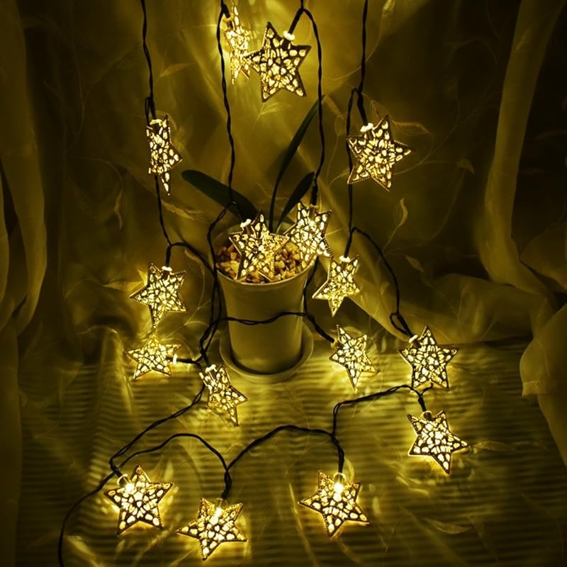 Hann Solar LED Star String Lights 12ft 20LED Decoration Light for Garden, Yard, Home, Landscape Festival Halloween Christmas Party Wedding Tree (20