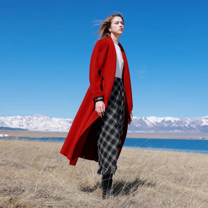 Sancai Women's Winter Robe Double-Sided Wool Coat