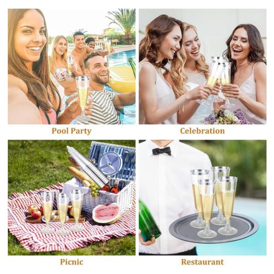 5 Bucăți Pahare Tip Tumbler din Plastic 150ml Transparente Elegante De Unică Folosință pentru Petreceri cu Margine Aurie Ușoare Recipiente pentru Băuturi pentru Nunți Recepții Și Sărbători