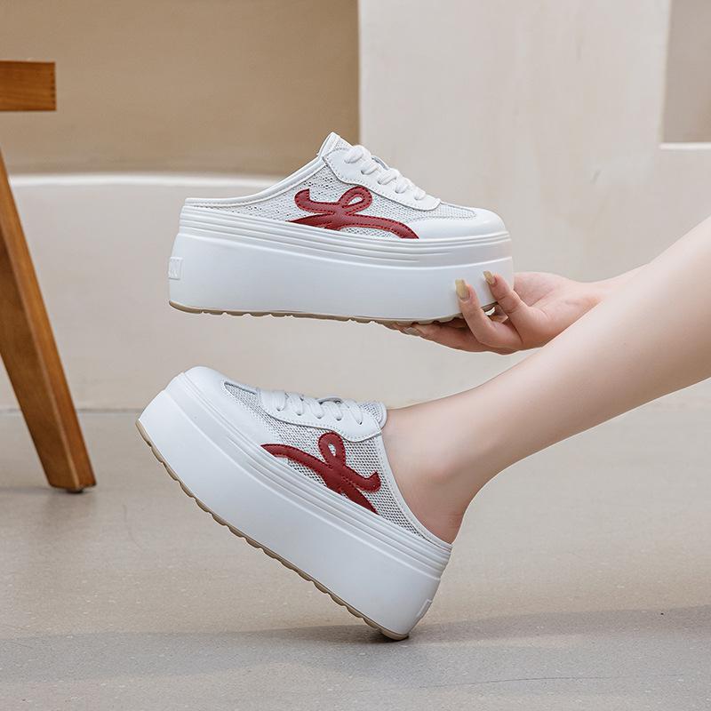 Baotou Without Heel Half Slippers Women's New Slippers In Summer 2025 Wear Women's Versatile Mesh Breathable Shoes When They Go Out