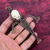 Howlite Gemstone Pendant Copper Wire Wrapped Pendant Titanium Bead Eyes & Skull Bone Face Pendant