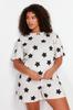 Women's Style Plus Size Lilac Star Printed Knitted Pajama Set