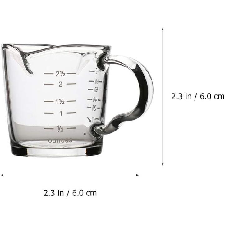 Cabilock Double Spouts Espresso Shot Glass Cup with Scale Temperature Resistant Glass Measuring Cup with Pouring Handle