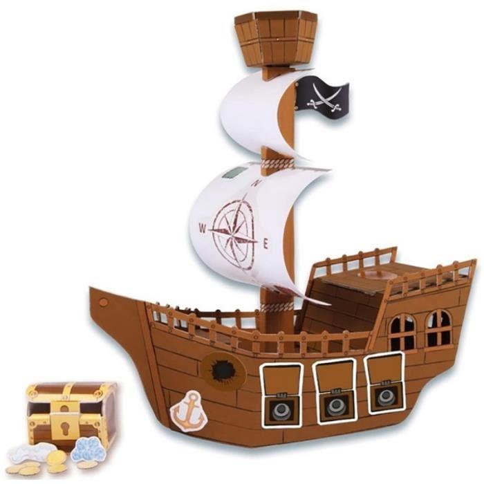 Assembly Kit - LENA - 42645 - Pirate Ship - 50 Stickers - From 5 Years