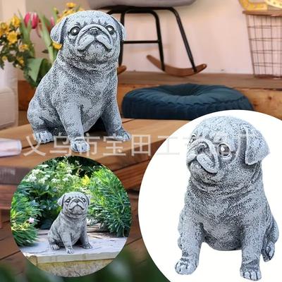Simulation Resin Puppy Bulldog Sculpture Ornament Outdoor Garden Garden Decoration Animal Resin Handicraft Ornament