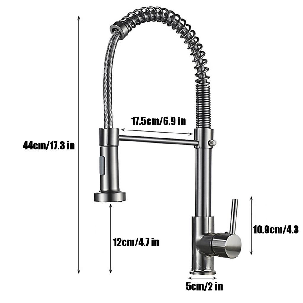 Polished Stainless Steel Black Single Handle Kitchen Basin Faucet 360 Rotating Cold and Hot Water Mixer Tap Deck Mounted