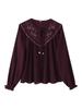 Autumn 2025 Women's V-Neck Tassel Lace-Up Bohemian Embroidered Shirt