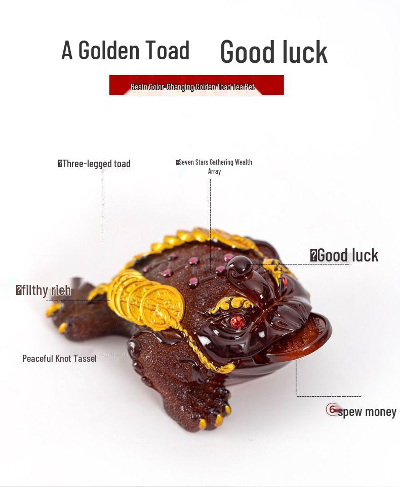 2024 Color-Changing Golden Toad Tea Pet - Elegant Wealth-Attracting Tea Table Accessory