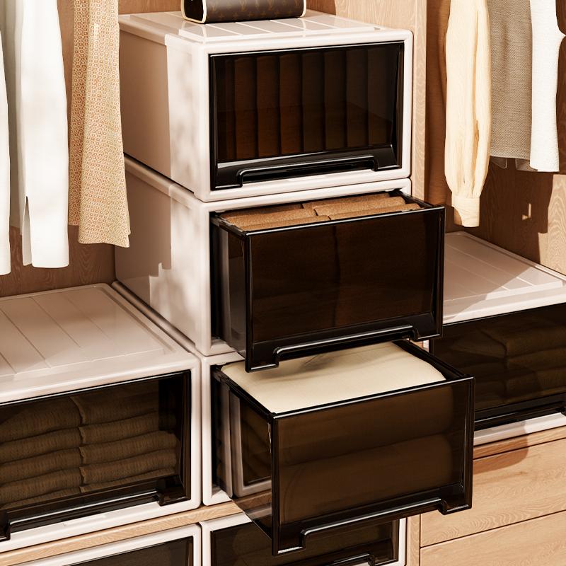 Deep Drawer Stackable Plastic Wardrobe Organizer Durable Closet Storage Container Clothes Sorting Cabinet for Home Organization