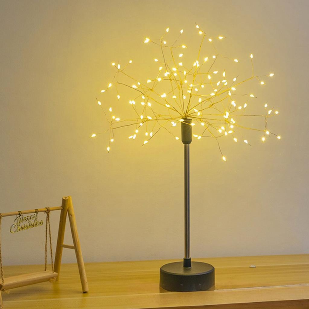 Mini Table Starburst Silver Lights Battery & USB Operated LED Christmas Starburst Firework Lamp for Xmas Party Home Decor
