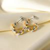 18k Gold-Plated Titanium Steel Silver-Gold Twist Hoop Earrings