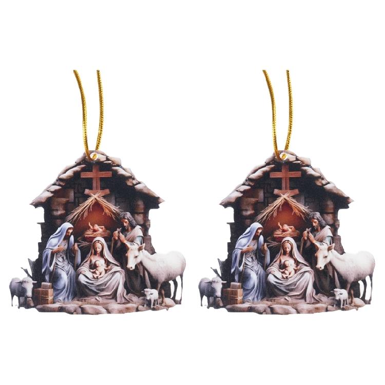 2pcs Acrylic Wall Decors Smooth Surfaces Nativity Scene Pendant Easy To Clean For Stylish Indoor Environment Accessories