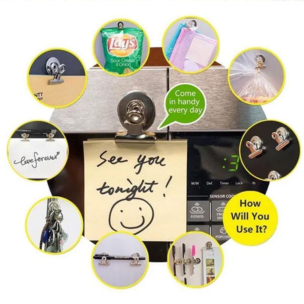 1Box/12Pcs Metal Round Fridge Magnetic Stickers Clips Fridge Wall Memo Note Message Magnet Clamp Holder Whiteboard Magnet Tools