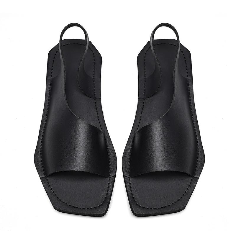 Large Size Sandals Men's Foreign Trade Flat Casual Shoes Outer Wear Square Heel Square Head Beach Shoes Foreign Trade Roman Cool Slippers