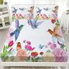 3D Bedding Set Flora Butterflies Birds Printed Fitted Sheets With 1/2 Pillowcases Custom Suitable for Both Boys and Girls Decor