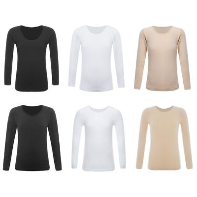 Autumn Winter Pullovers Shirt Kids Girls Thermal Long Sleeve Stretchy Thin Fleece Base Shirt