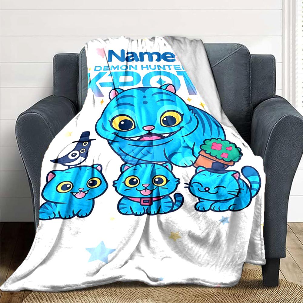 Custom Name Blue Tiger Hat Party Blanket For Couch Bed Plush Cozy Fuzzy Blanket Super Soft Warm Blankets For Fall And Winter 0916193