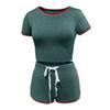 Fashion Women Summer Lady Split 2 Piece Sports Suit Set Casual Cotton Blend Suit